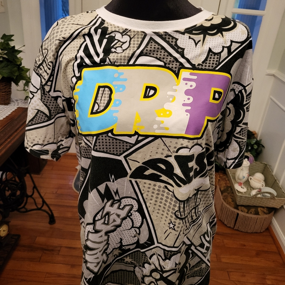 4/$19 Graffiti print DRIP Graphic Tee  by Bailey apparel size Large Streetwear - Picture 2 of 8